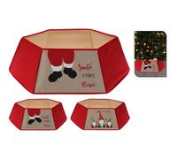 Falda Pie de árbol de Navidad de tela de yute y fieltro en rojo natural vestido de soporte decoración navideña Medidas 30 232129