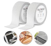 FALINGO Cinta adhesiva antideslizante, cinta antideslizante de PVC, 2 rollos 5 cm x 5 m, cinta de seguridad antideslizante, autoadhesiva, escaleras, peldaños, interiores y exteriores (Blanco)