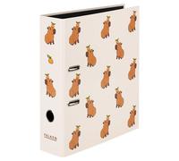 Falken Archivador con diseño Capybara, fabricado en Alemania, 8 cm de ancho, DIN A4, espejo interior negro, funda exterior laminada brillante, 1 unidad