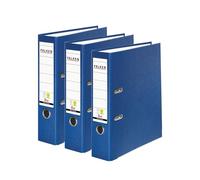 Falken - Archivador de plástico vegano (3 unidades, 8 cm de ancho, DIN A4, plástico vegano), color azul