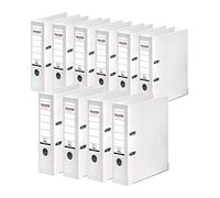 Falken Chromocolor - Archivador de plástico (10 unidades, 8 cm de ancho, DIN A4, color blanco, con funda de plástico, 8 cm de ancho, DIN A4, color blanco)