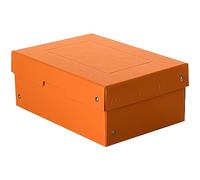 FALKEN PureBox - Caja de almacenaje con tapa (100 mm de alto, DIN A5, cartón resistente, vegano), color naranja