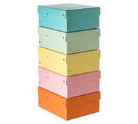 FALKEN PureBox - Caja de almacenaje con tapa (5 unidades, 100 mm de alto, DIN A5, cartón resistente, vegano, caja de transporte, multiusos, 5 unidades)