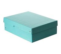 FALKEN PureBox Pastel - Caja de almacenaje con tapa de cartón resistente, fabricada en Alemania, 100 mm de alto, DIN A4, color azul