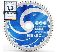 FALKENWALD - Hoja de Sierra Circular 165 x 20 mm - Ideal para Madera - Metal y Aluminio - Disco de Corte compatible con Sierra Tronzadora y Sierra Circular de Bosch & Makita