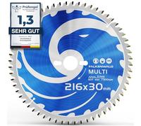 FALKENWALD - Hoja de Sierra Circular 216 x 30 mm - Ideal para Madera - Metal y Aluminio - Disco de Corte compatible con Sierra Tronzadora y Sierra Circular de Bosch & Makita