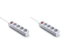 Famatel 9/704 Regleta ecosockets 4 Enchufes con Interruptor de Encendido | 1,5 Metros | hasta 250W | Protección Infantil | Orientación Tomas a 45o | Evita consumos Fantasma | Blanco (Paquete de 2)