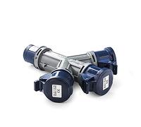 FAMATEL - Adaptador 3 tomas IP44 | 2P+T | 16A | 220-240V | Gris y azul