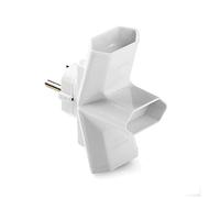 FAMATEL - Adaptador enchufe triple | 10A | 250V | Espiga 4,8 mm | Blanco Marfil
