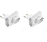 FAMATEL - Adaptador Enchufe Triple | 10A | 250V | Espiga 4 mm | Color Blanco Marfil (Paquete de 2)