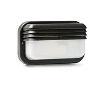 Famatel - Aplique Ecoled | IP44 | E-27 | 18W |Difusor termoplástico | Horizontal | Bombillas E27 | Producto certificado con CE | Negro