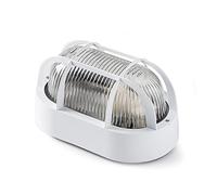FAMATEL - Aplique Ovalado | IP44 | E-27 | 60W | Difusor termoplástico | Horizontal | Bombillas E27 | Producto certificado con CE | Blanco