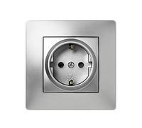 FAMATEL - Base | Enchufe de empotrar | Serie Habitat 15 | Protección Infantil | Fácil instalación | Alta estanqueidad del producto | Libre de hálogenos | TT | 16A | 250V | Aluminio