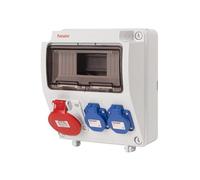 Famatel - Caja 9 elementos 2 toma 2 polos+tt lateral 250v/1 toma 3 polos+tierra 32a