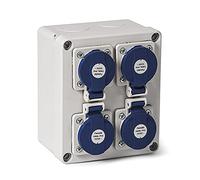 FAMATEL - Caja estanca IP44 | 4 tomas | 2P+TTL | 16A | 250V | Azul