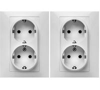 FAMATEL - Doble base | Enchufe de empotrar | Serie Habitat 15 | Fácil instalación | Alta estanqueidad del producto | Protección Infantil | TT | 16A | 250V | Blanco (Paquete de 2)