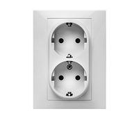 FAMATEL - Doble base | Enchufe de empotrar | Serie Habitat 15 | Fácil instalación | Alta estanqueidad del producto | Protección Infantil | TT | 16A | 250V | Blanco
