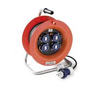 FAMATEL - Enrollacable 4 tomas | IP67 | 30 metros | Con Disyuntor | 4 tomas TT-16A-250V | Clavija TT-16A-250V | Cable neopreno de 3 x 1,5