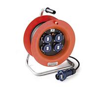 FAMATEL - Enrollacable 4 tomas | IP67 | 50 metros | Con Disyuntor | 4 tomas TT-16A-250V | Clavija industrial 2P+T-16A-250V | Cable neopreno de 3 x 1,5