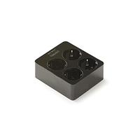 FAMATEL - Regleta de 4 tomas | Estructura cuadrada | Sin Cable | Hasta 3680W | 16A | 250V | Protección Infantil | Orientación tomas a 45o | Evita consumos fantasma | Negro