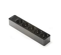 FAMATEL - Regleta de 5 tomas | Sin Cable | Hasta 3680W | 16A | 250V | Protección Infantil | Orientación tomas a 45o | Evita consumos fantasma | Negro