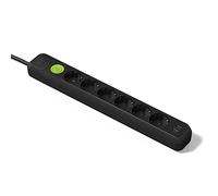 FAMATEL - Regleta de 6 enchufes + 2 Tomas USB + Interruptor | Cable de 1,5m | con TT | 16A | 250V | Negro | Enchufe USB de Carga rápida | Protección Sobretensiones