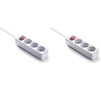 FAMATEL - Regleta ecosockets 3 Tomas | Enchufes con Interruptor de Encendido | 1,5 Metros | hasta 3680W | Protección Infantil | Orientación Tomas a 45o | Evita consumos Fantasma | Blanco