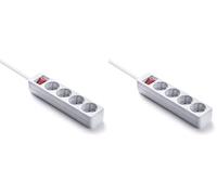 FAMATEL - Regleta ecosockets 4 Tomas | Enchufes con Interruptor de Encendido | 3 Metros | hasta 3680W | Protección Infantil | Orientación Tomas a 45o | Evita consumos Fantasma | Blanco (Paquete de 2)