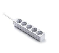 FAMATEL - Regleta ecosockets 5 tomas | 1,5 Metros | Hasta 3500W | Protección Infantil | Base enchufes Múltiple | Orientación tomas a 45º | Blanco