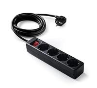 FAMATEL - Regletas ecosockets 4 tomas | Enchufes con Interruptor Luminoso | 1,5 Metros | Hasta 3500W | Protección Infantil | Orientación tomas a 45º | Evita consumos fantasma | Negro