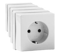 FAMATEL - Toma de corriente con TTL | 65 x 65 mm |Superficie | 16A | 250V | Fácil instalación | Serie 5000 | Blanco. (Paquete de 4)