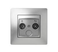 FAMATEL - Toma R-TV | Enchufe de empotrar | Serie Habitat 15 | Fácil instalación | Alta estanqueidad del producto | Libre de hálogenos | Aluminio