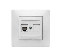 FAMATEL - Toma teléfono RJ-11 | Enchufe de empotrar | Serie Habitat 15 | Fácil instalación | Alta estanqueidad del producto | Libre de hálogenos | Blanco