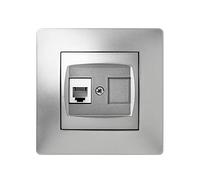 FAMATEL - Toma teléfono RJ-11 | Enchufe de empotrar | Serie Habitat 15 | Fácil instalación | Alta estanqueidad del producto | Libre de hálogenos | Aluminio