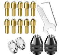 Famgee Juego de 16 pinzas para portabrocas Dremel de 1/32 a 1/8 pulgadas, tamaño de vástago múltiple 4485, pinza de latón, cambio rápido, repuesto sin llave, accesorio de herramienta giratoria 4486