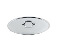 Pentole Agnelli FAMA2932 Tapa plana con mango, borde y puente, tipo pesado en aluminio BLTF, plata pulida, 32 cm
