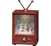 Familia de muñecos de nieve, color marrón, plástico, juego de 6 piezas, con luces LED, funciona con pilas