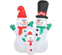 Familia de muñecos de nieve inflables de 1,8 metros con luces LED | Color: Rojo, verde | Dimensiones: 80x165x180 cm