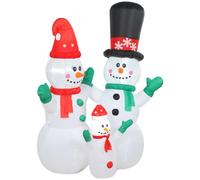 Familia de muñecos de nieve inflables Outsunny, decoración navideña de 1,8 metros con iluminación LED