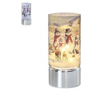 Familia de muñecos de nieve luminosos de vidrio, 20 cm, lámpara de mesa