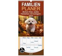 Familienplaner 2027 - Bichon frisé, weiße Hündchen mit lockigem Haar mit 5 Spalten (Wandkalender, 21 x 45 cm) CALVENDO: Entzückende KI-Bilder dieser niedlichen Hunderasse
