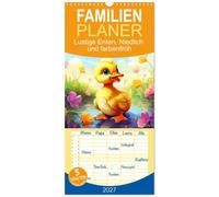 Familienplaner 2027 - Lustige Enten. Niedlich und farbenfroh mit 5 Spalten (Wandkalender, 21 x 45 cm) CALVENDO: Mit bunten Cartoon-Entchen durch das Jahr!