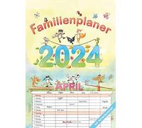 Familienplaner Cartoon 2024 - Familienkalender A3 (29,7x42 cm) - mit 6 Spalten, Ferienterminen (DE/AT/CH) und viel Platz für Notizen - Wandkalender: by Silke Leskien