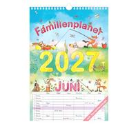 Familienplaner Cartoon 2027: Familienkalender 23,7x34 cm mit 6 Spalten, Ferienübersicht, deutschem Kalendarium & Cartoon Illustrationen, ideal für Familienorganisation
