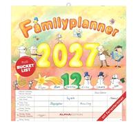 Familienplaner Cartoon 2027: Wandkalender 30x30 cm mit 6 Spalten, Schulferien & 4-sprachigem Kalendarium, ideal für Familienorganisation