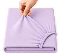 Family Bedding Sábana bajera extra profunda de algodón de tamaño King | Funda de colchón de cama de tamaño King | Sábana bajera lila tamaño King | Sábanas súper suaves (King, lila).
