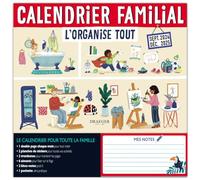 Family Calendar 2024-2025 - 28,5x28 cm - L'organise tout - 16 monthly grids containing 5 columns for each family member - 2 notepads, 2 paper clips and 6 magnets