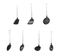 Family Utensilios de Acero y Nylon para Cocina Antiadherente y Resistentes al Calor sin BPA Espátula Cucharón Espumadera Cazo de servir Cuchara espagueti