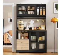 FammyLoft Armario de cocina con LED, armario buffet con enchufe, 178 cm (alto)