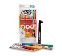 Famosa Blendy Pens, Rotuladores para hacer degradados, Kit de Iniciación, 4 colores con plantillas y un aerografo, para Niños y Niñas de 6 Años (BLD00111)